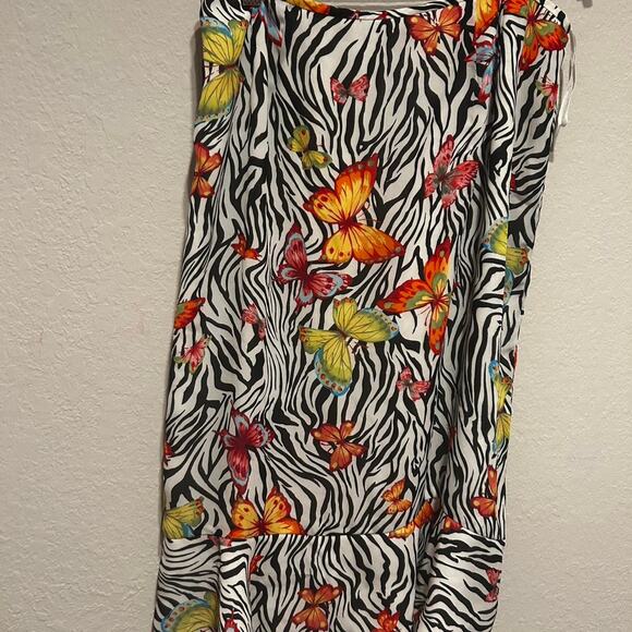 Le Suit Y2K/90s Black and white zebra butterfly print midi skirt - Picture 8 of 8